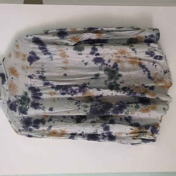 Caite Relaxed Fit Boho Cotton Tie-Dye Button-Up Coastal Oversized Beach Shirt S - Picture 6 of 6